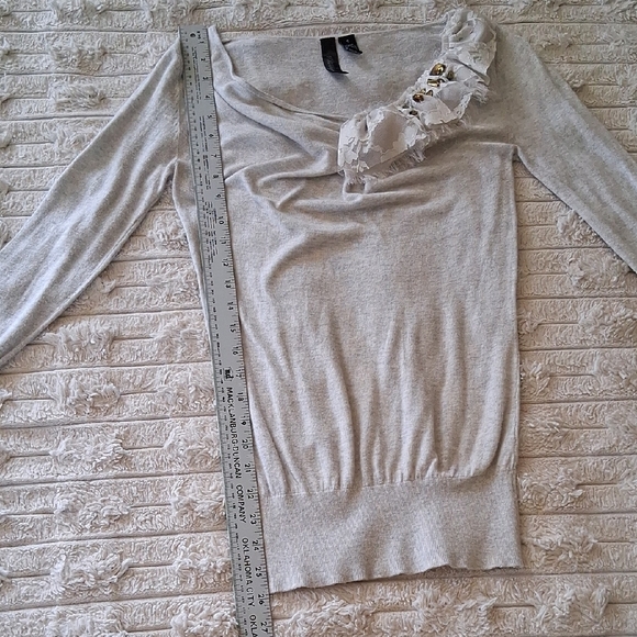 BKE Cream Off-the-Shoulder Sweater with Rosette Detail - Picture 5 of 5